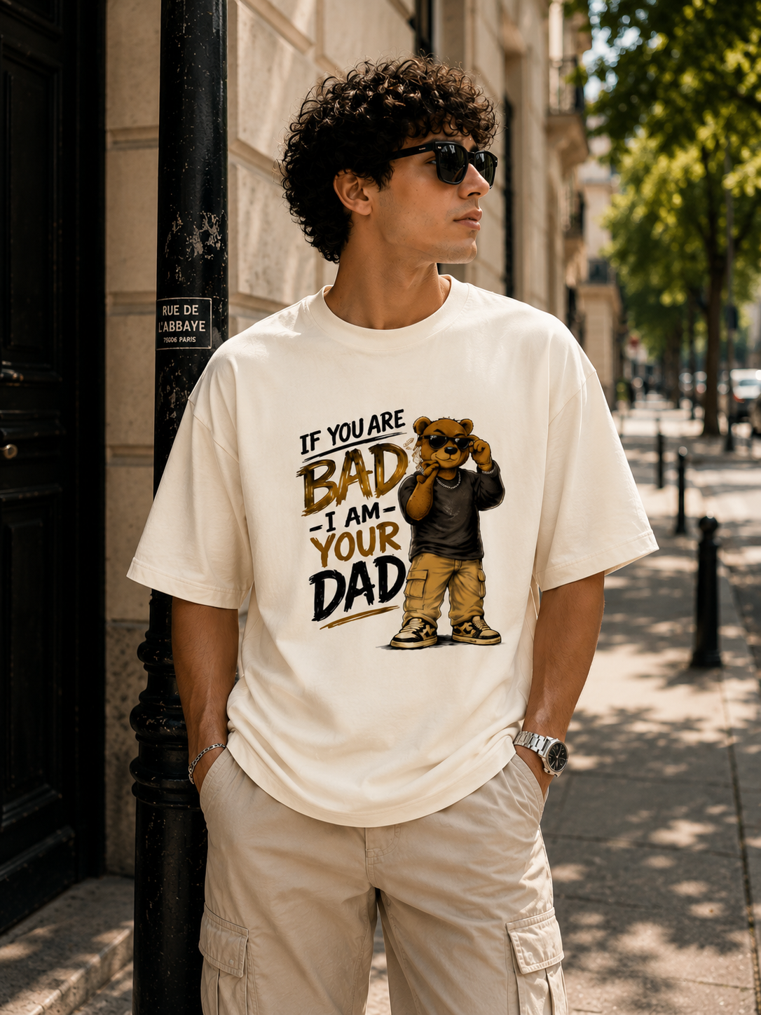 "If you are BAD, I am your DAD" - Unisex Premium Terry Oversized Tee