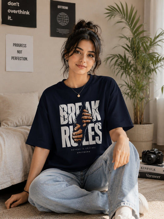 “BREAK RULES” - Premium Unisex Terry Oversized Tee