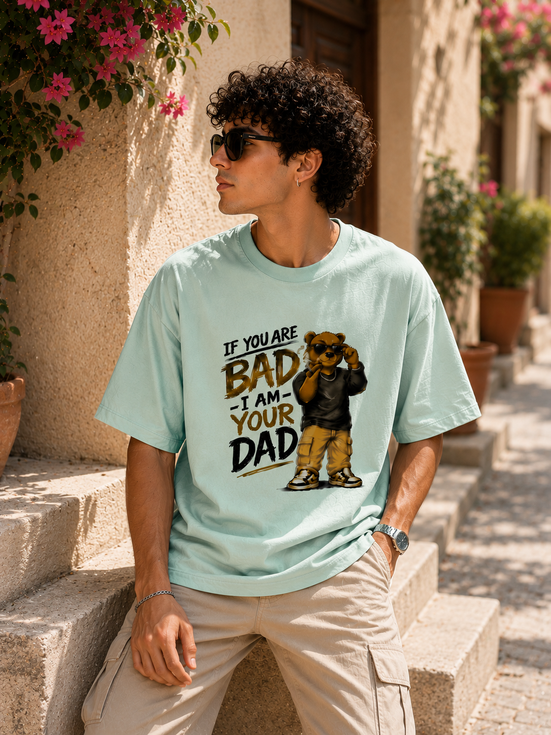 "If you are BAD, I am your DAD" - Unisex Premium Terry Oversized Tee