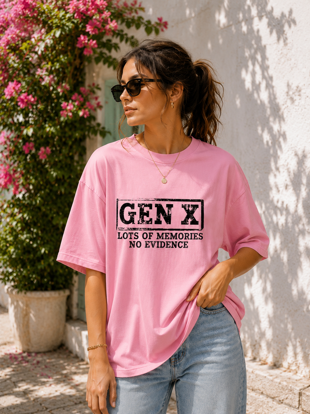 “GEN X – Lots of Memories, No Evidence” Unisex Terry Oversized Tee
