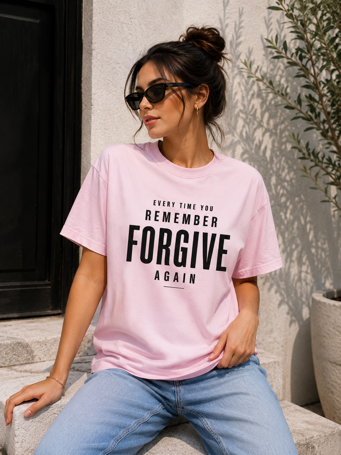 "Every Time You Remember, Forgive Again" - Premium Unisex Stretch T-shirt