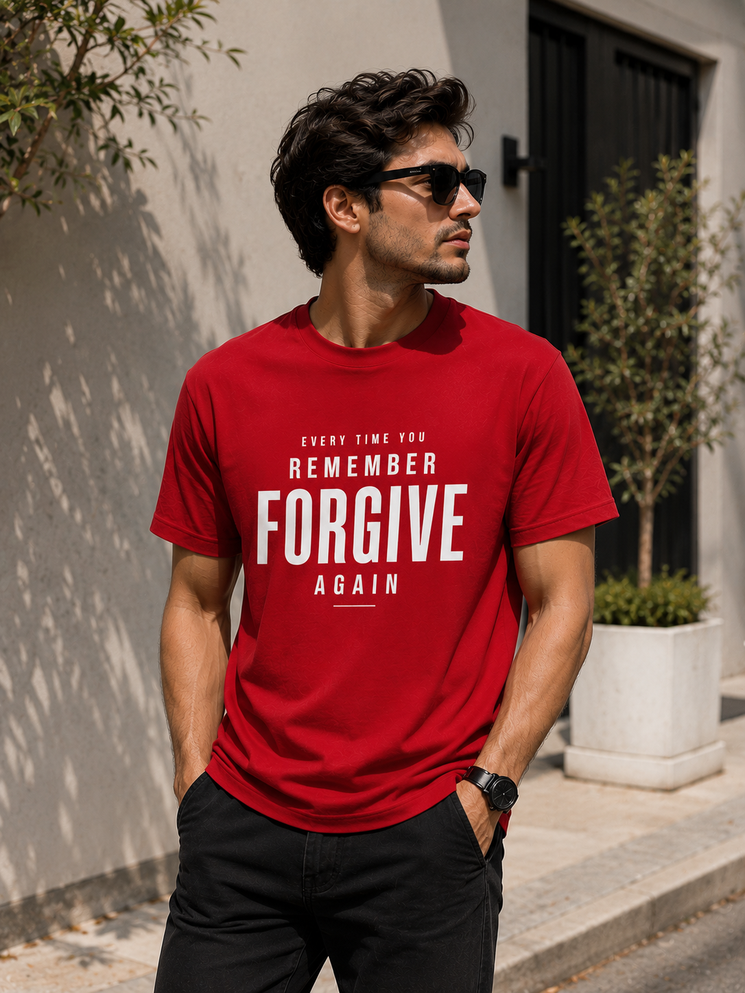 "Every Time You Remember, Forgive Again" - Premium Unisex Stretch T-shirt