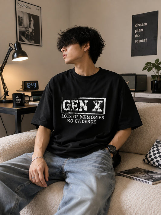 “GEN X – Lots of Memories, No Evidence” Unisex Terry Oversized Tee