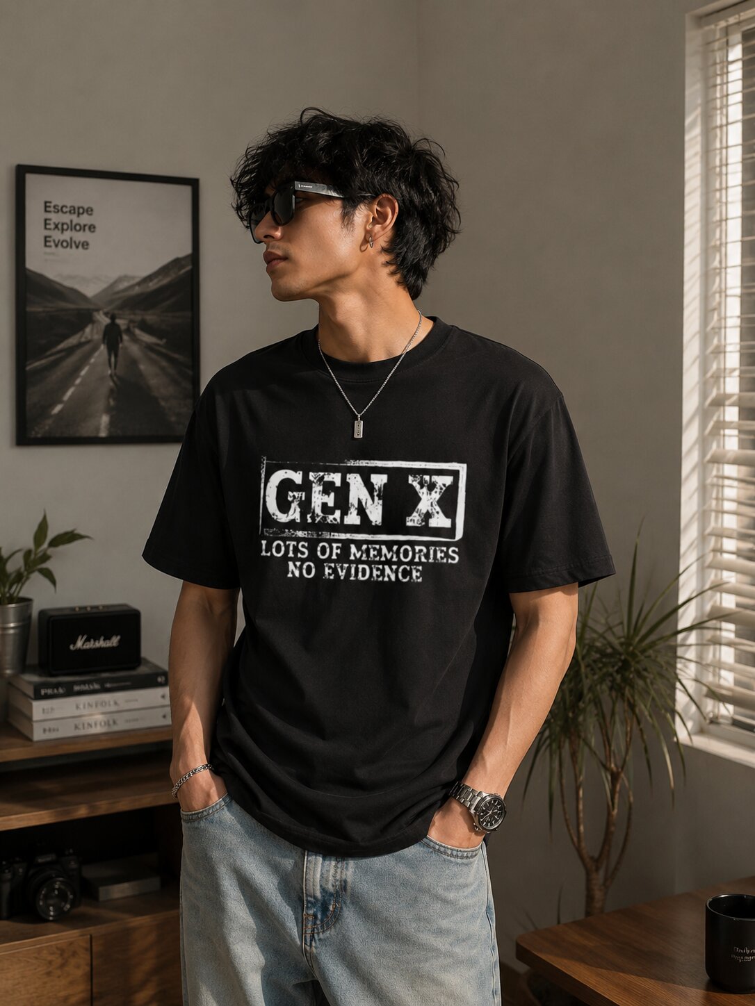 “GEN X – Lots of Memories, No Evidence” Premium unisex stretch T-shirt