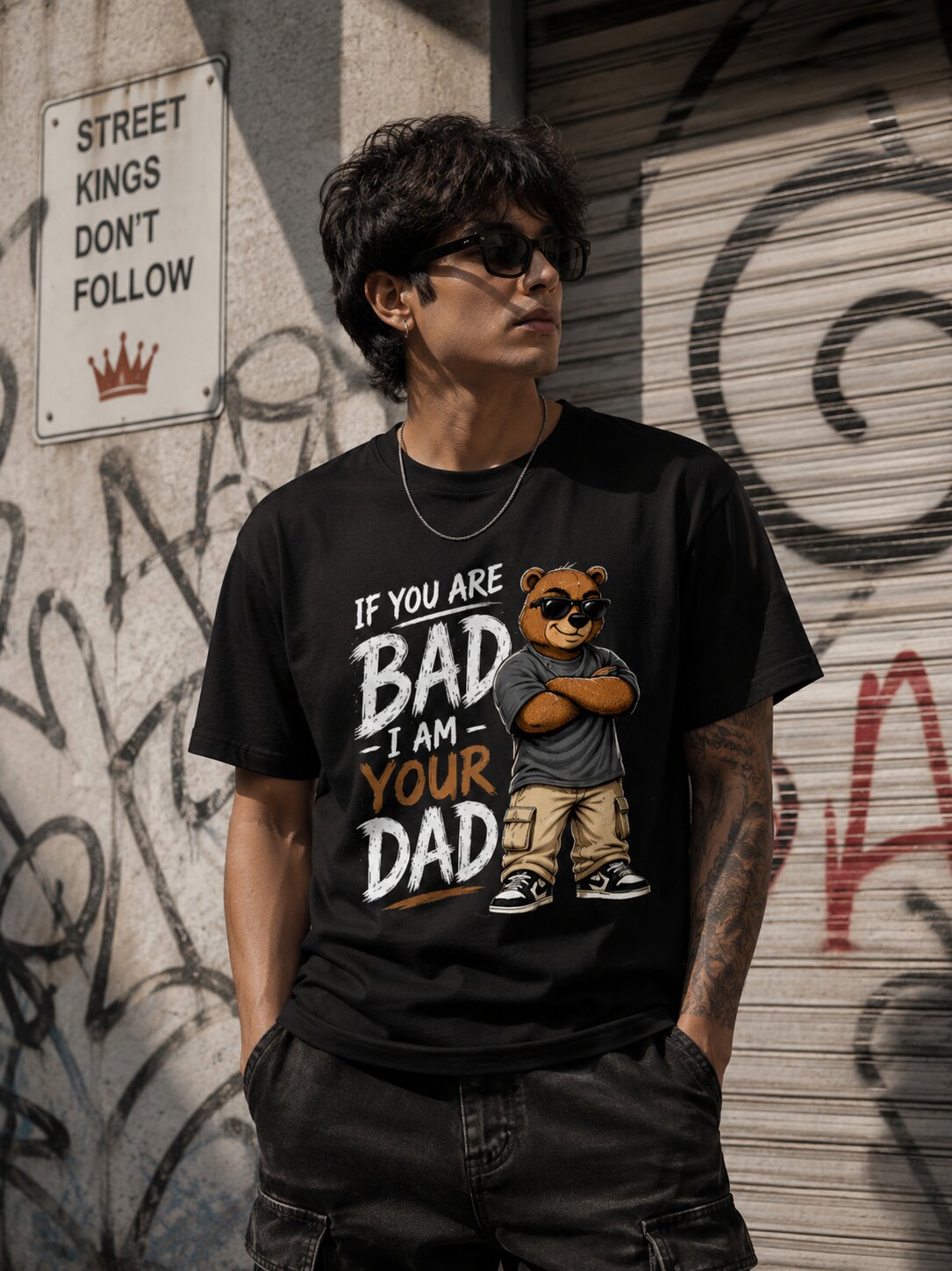 "If you are BAD, I am your DAD" - Unisex Premium Stretch T-shirt