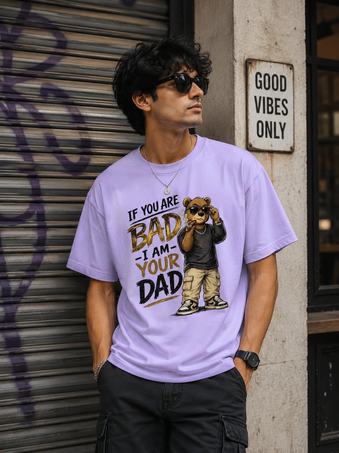"If you are BAD, I am your DAD" - Unisex Premium Terry Oversized Tee