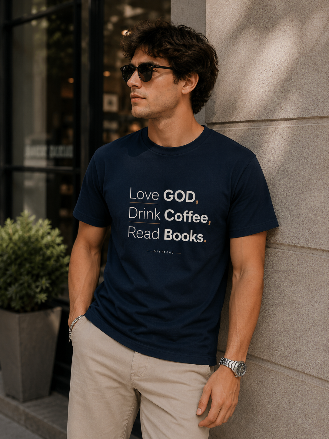 "Love GOD, Drink Coffee, Read Books" - Unisex Stretch T-shirt