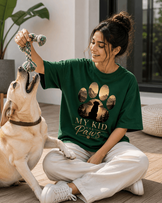 "MY KID HAS PAWS" - Premium Unisex Terry Oversized Tee