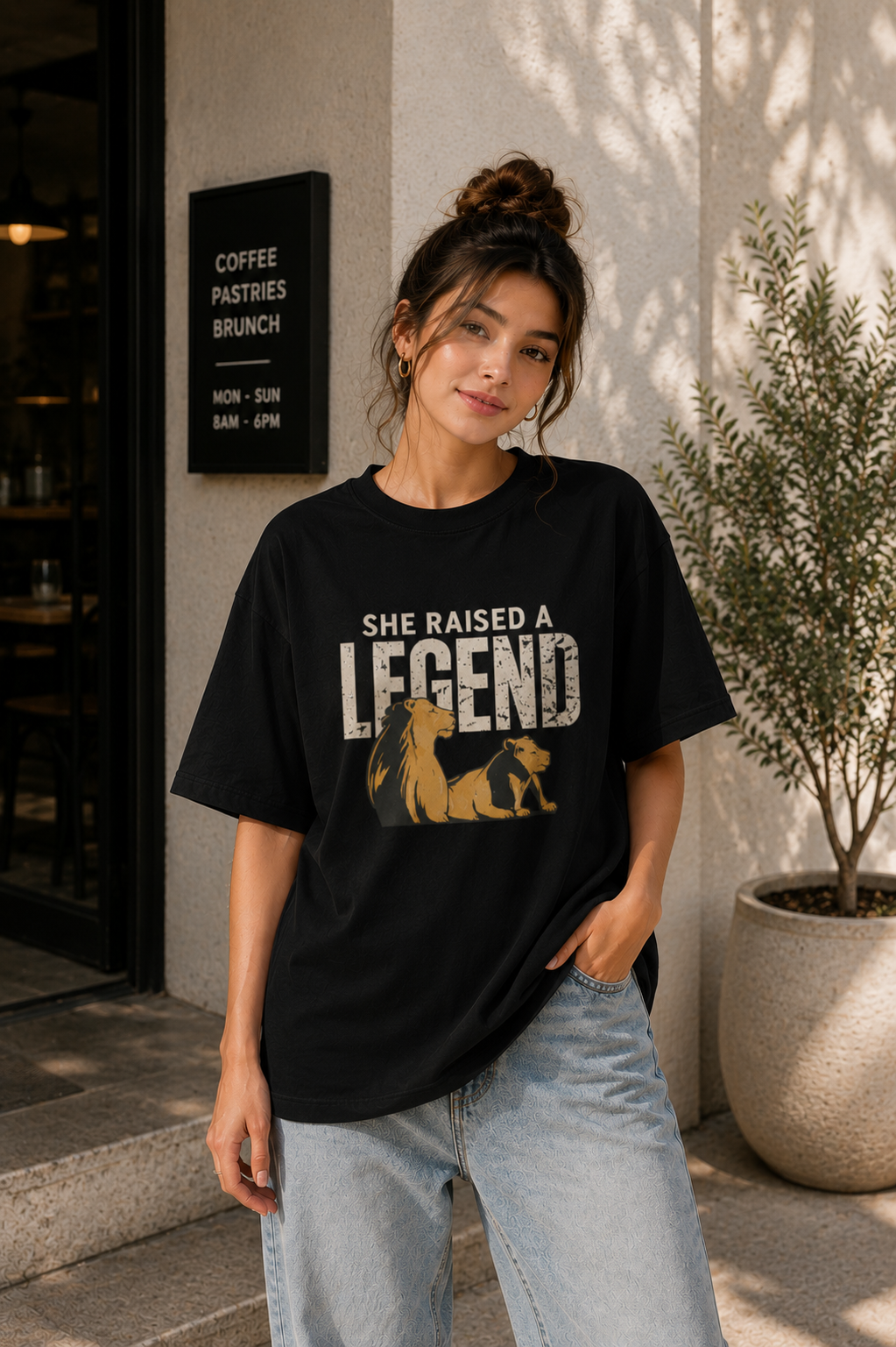 "She raised a legend" - Premium  Unisex Terry Oversized Tee