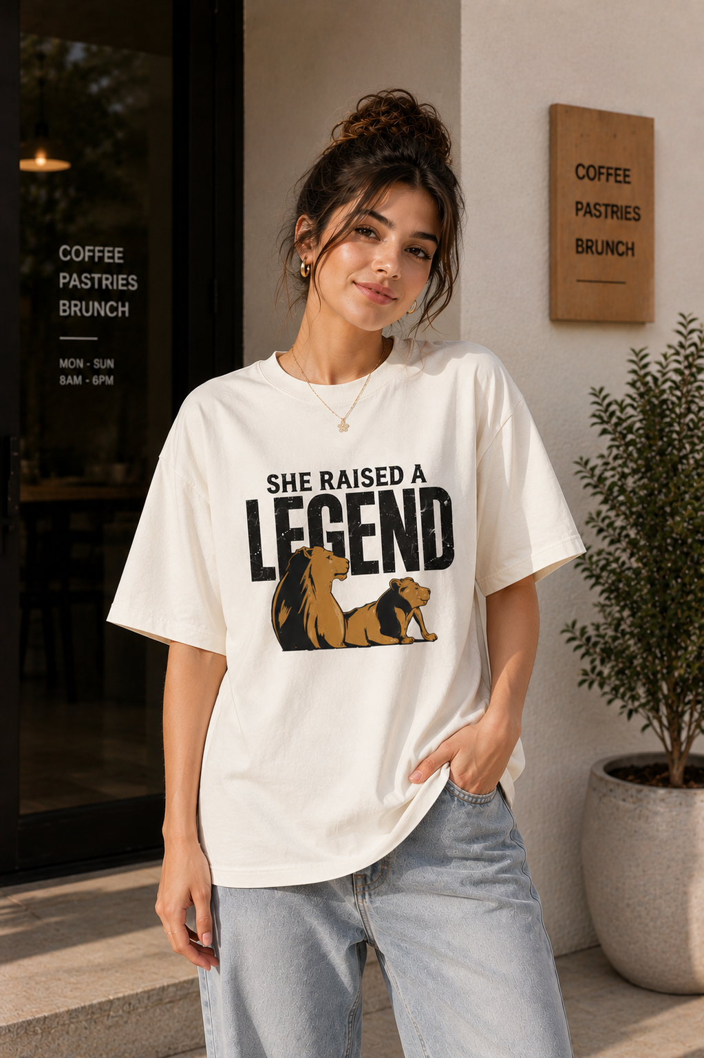 "She raised a legend" - Premium  Unisex Terry Oversized Tee