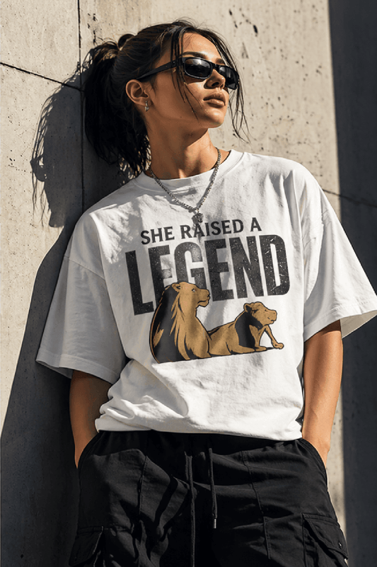 "She raised a legend" - Premium  Unisex Terry Oversized Tee