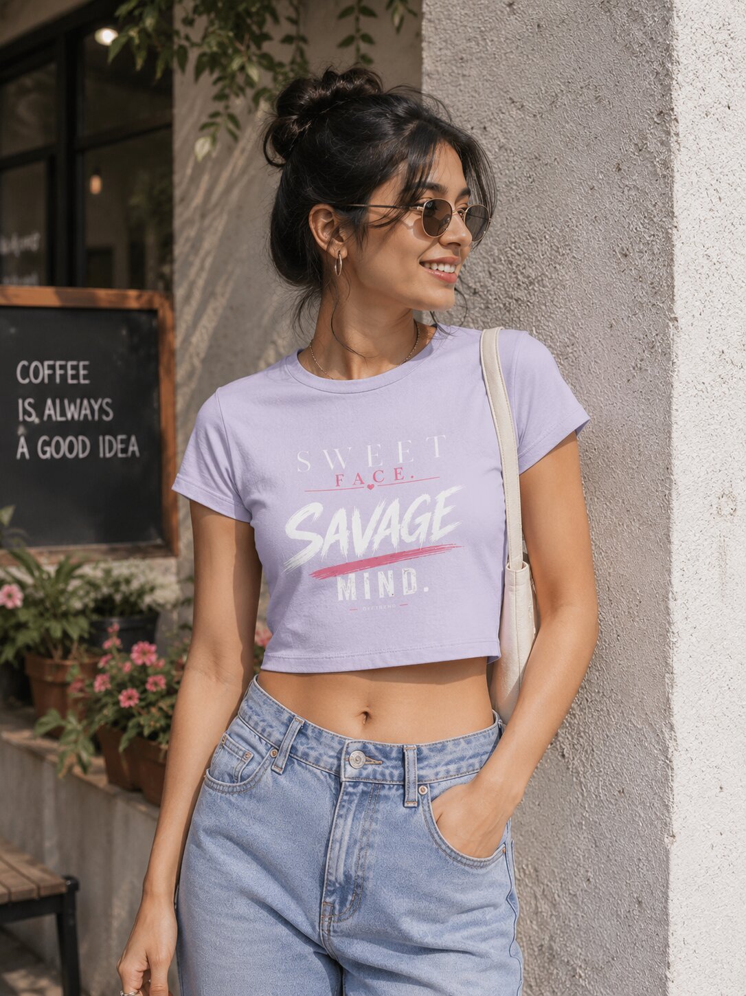 “Sweet face. Savage mind.” - Baby Tee for Women