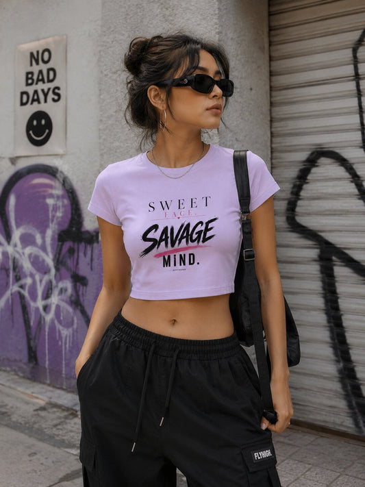 “Sweet face. Savage mind.” - Baby Tee for Women